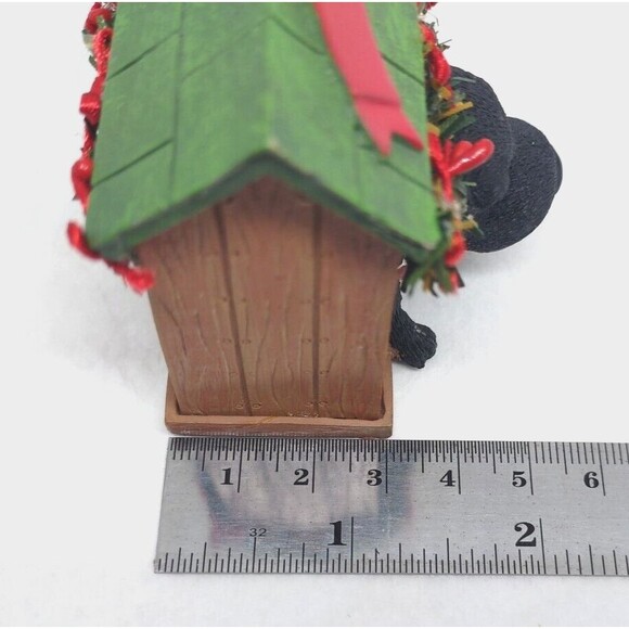 Cute Black Puppy Dog House Red Bows Ornament Kurt S Adler Collectible Display - Picture 12 of 12